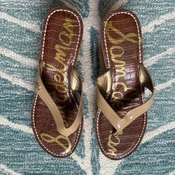 Sam Edelman Beige Thong Wedge Size 7.5 - Picture 1 of 6
